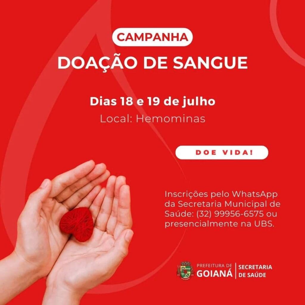 Goianá promove campanha de doação de sangue em parceria com Hemominas