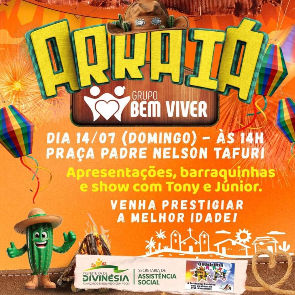 Tradicional arraiá do Grupo Bem Viver agita tarde em Divinésia