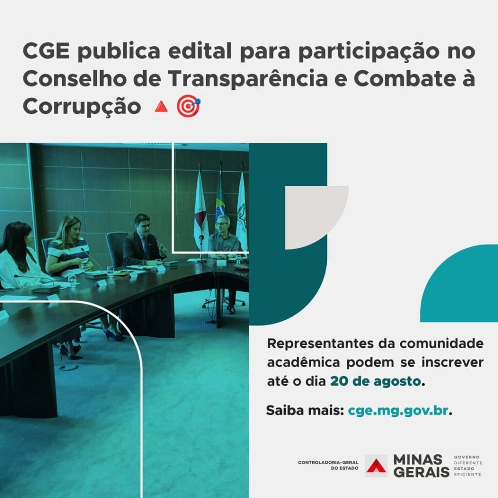 CGE Minas abre seleção para Conselho de Transparência e Combate à Corrupção