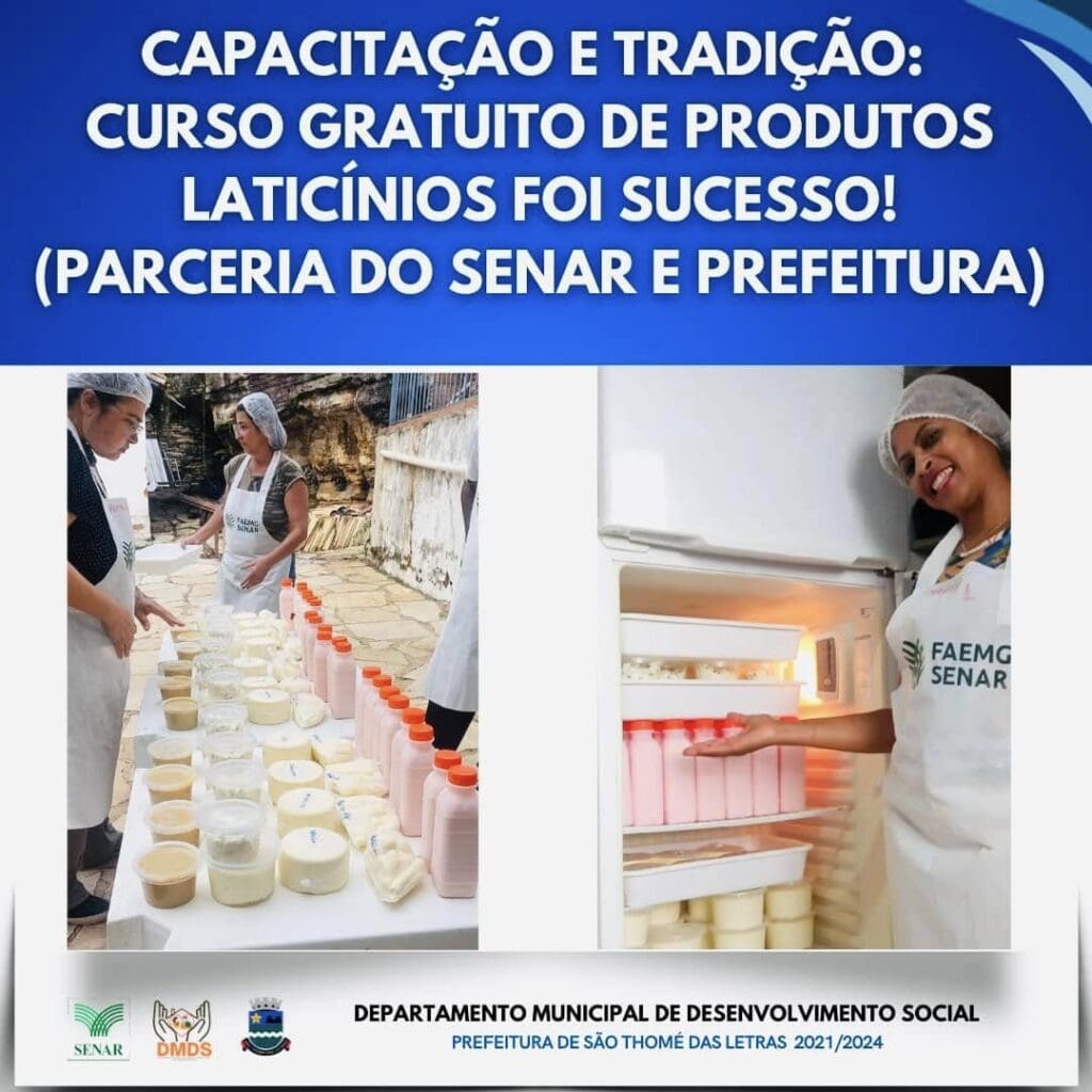 Município de São Thomé das Letras realiza curso gratuito de laticínios