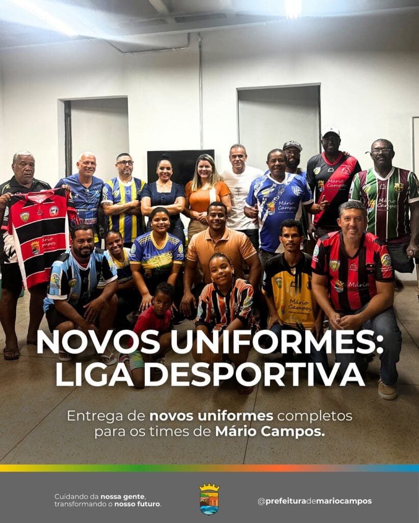 Prefeitura de Mário Campos entrega novos uniformes para times de futebol do município