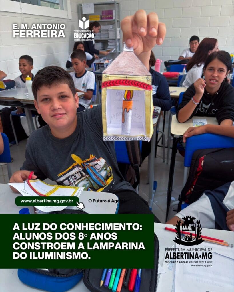 Atividade diferenciada nas salas de aula em Albertina ensina sobre o Iluminismo