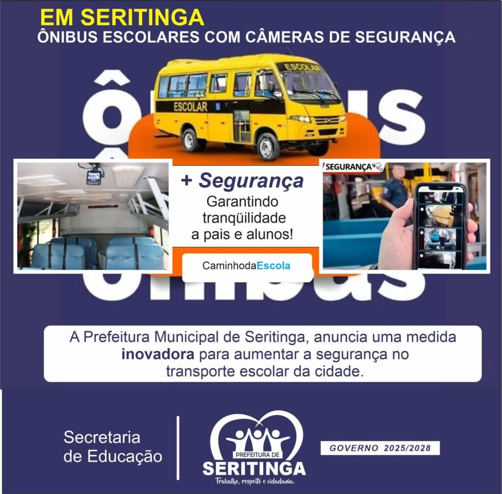 Ônibus escolares de Seritinga com câmeras amplia segurança dos alunos
