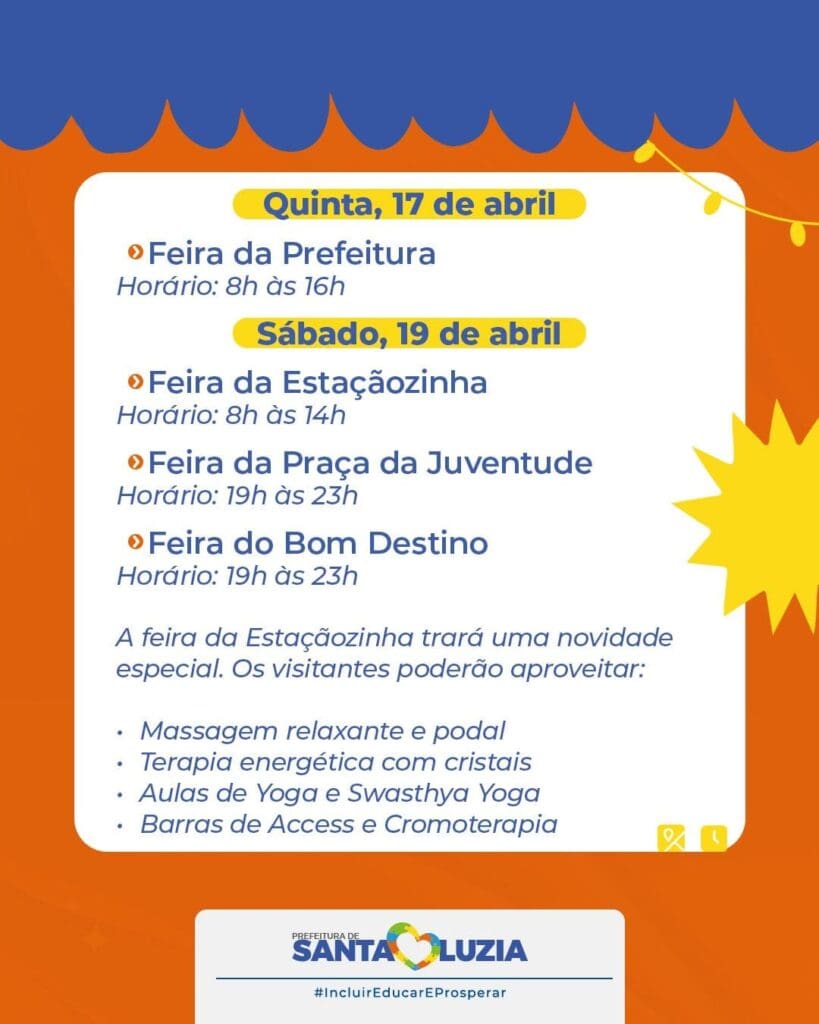 Feiras livres de Santa Luzia têm mudança de data e novidades terapêuticas