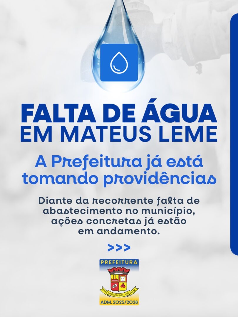 Mateus Leme obtém decisão judicial para restabelecer abastecimento de água