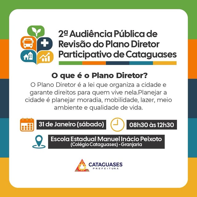 Cataguases promove 2ª Audiência Pública para revisão participativa do Plano Diretor Municipal