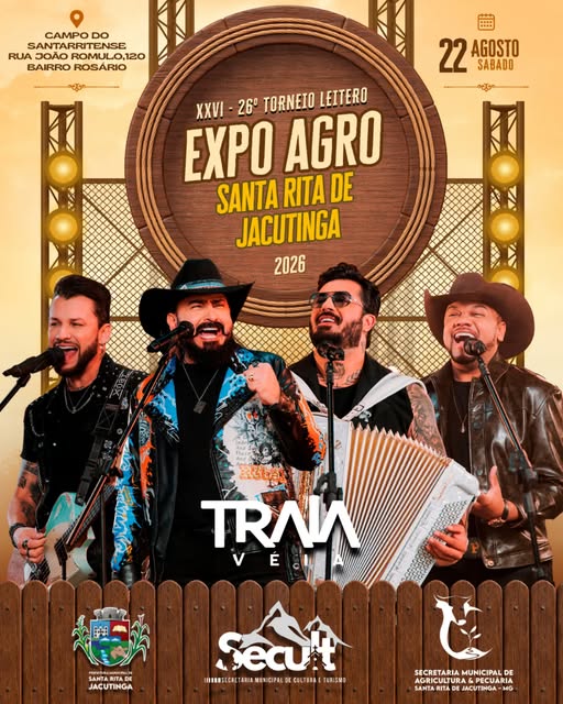 Santa Rita de Jacutinga confirma show da ExpoAgro 2026 com a banda Traia Véia