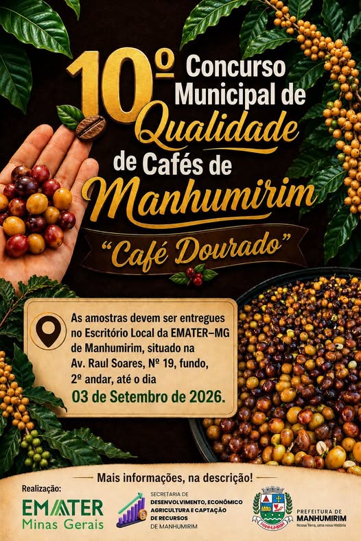 Manhumirim lança 10º Concurso Municipal de Qualidade de Cafés e valoriza produção local