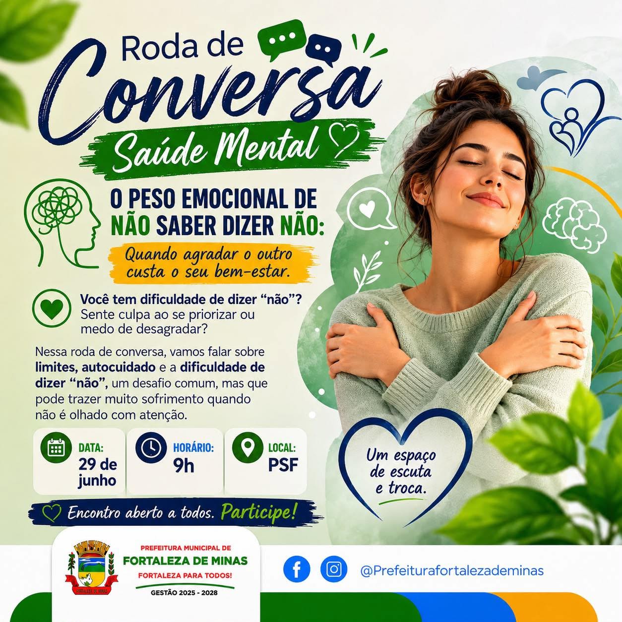Fortaleza de Minas promove roda de conversa sobre saúde mental e autocuidado